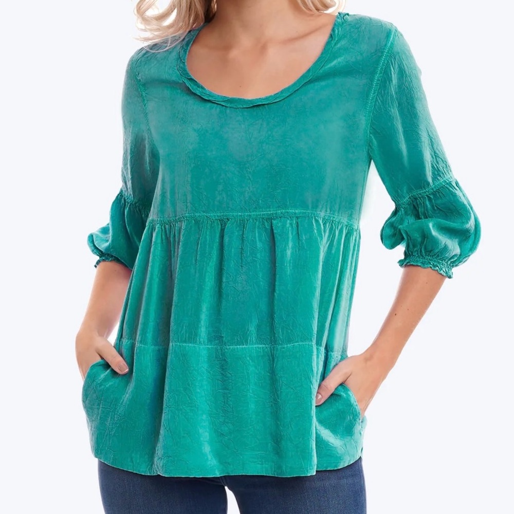 Tianello Tia Georgette Shelby Blouse Womens Size Small